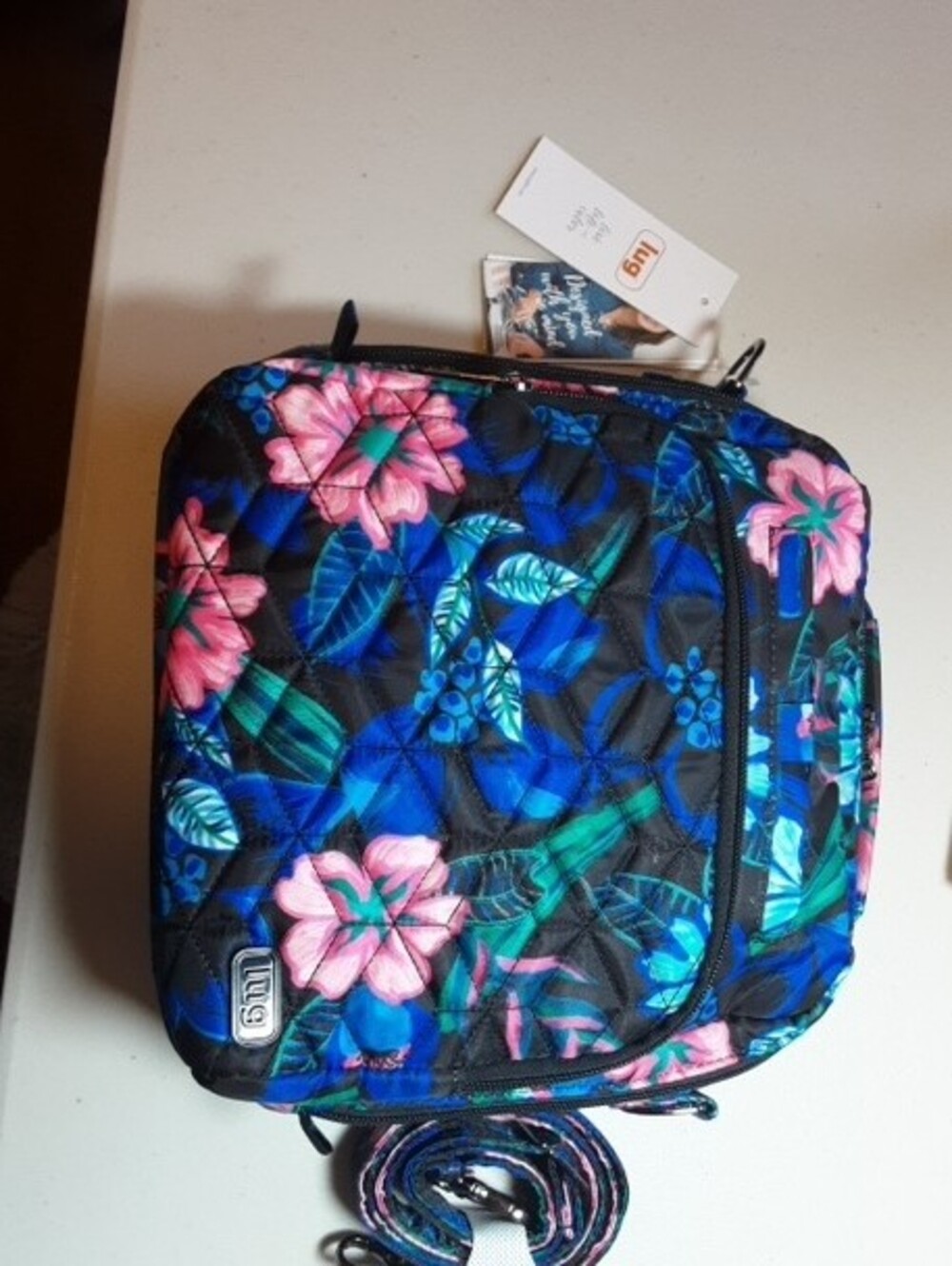 NWT Lug Ranger 2 Floral Quilted Cross Body - Black with Blue & Pink Flowers - Picture 3 of 10